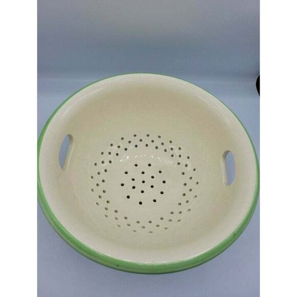 Stoneware Artisan Stoneware Hand Painted Strainer Colander Berry Bowl handles - Picture 3 of 6